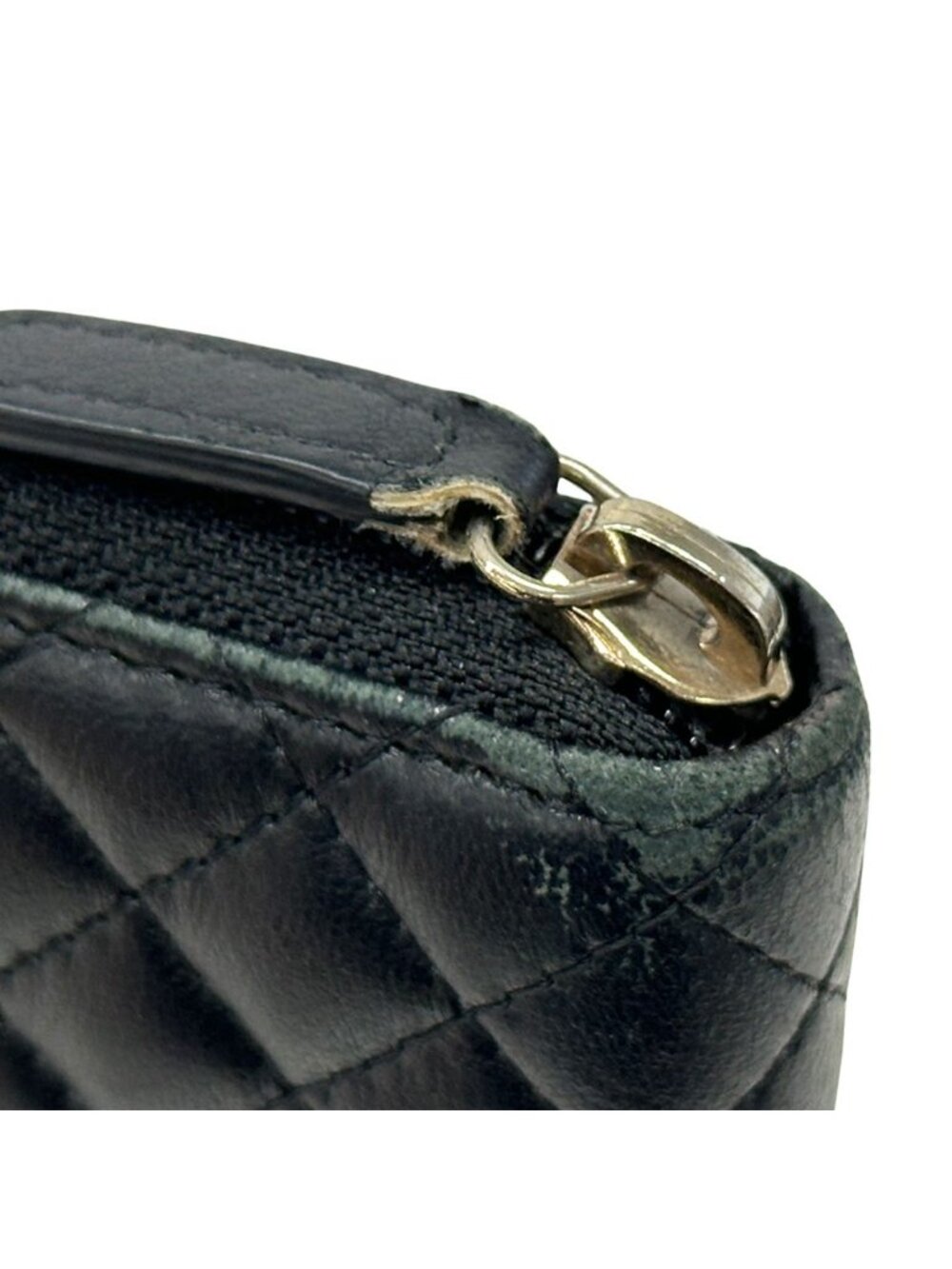 Chanel Wallet Micro Quilted Lambskin Black Gold Zip Around - Picture 9 of 15
